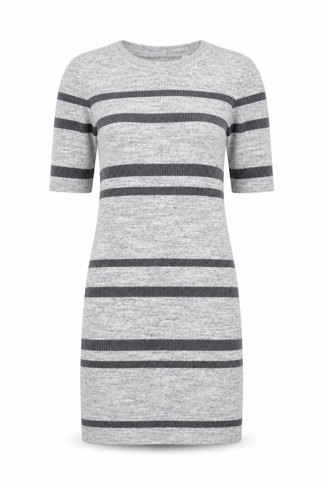GANT Women's Grey Striped Dress, Size S, Short Sleeve