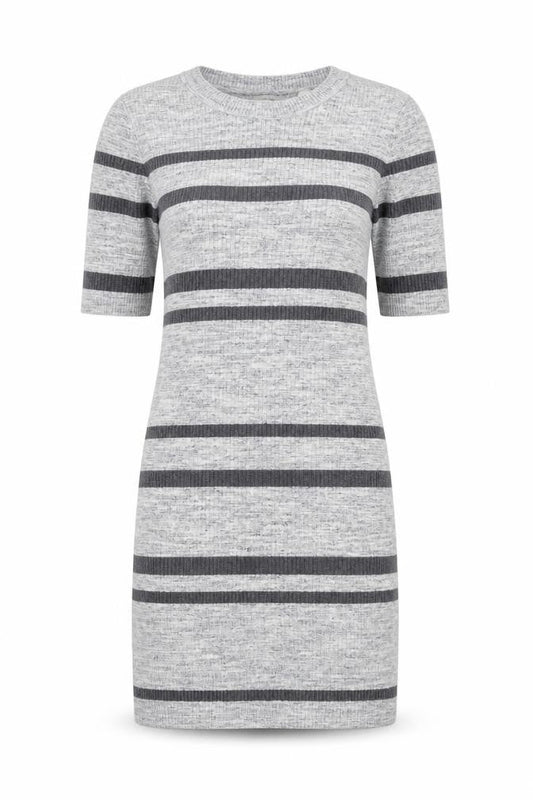 GANT Women's Grey Striped Dress, Size S, Short Sleeve