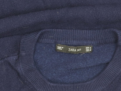 Zara Womens Blue Medium Pullover Crew Neck Jumper