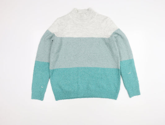 Spirit Women's Blue Pullover Jumper, UK 14, Striped Knit