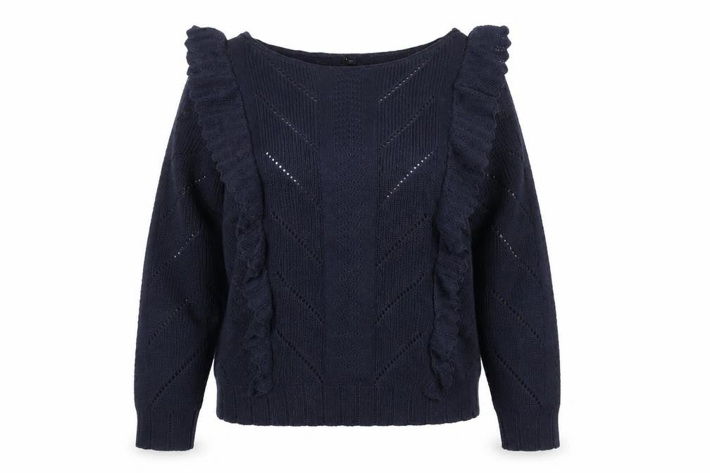 Next Women's Blue Ruffle Knit Pullover Jumper Size 14