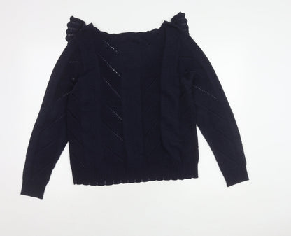 Next Women's Blue Ruffle Knit Pullover Jumper Size 14