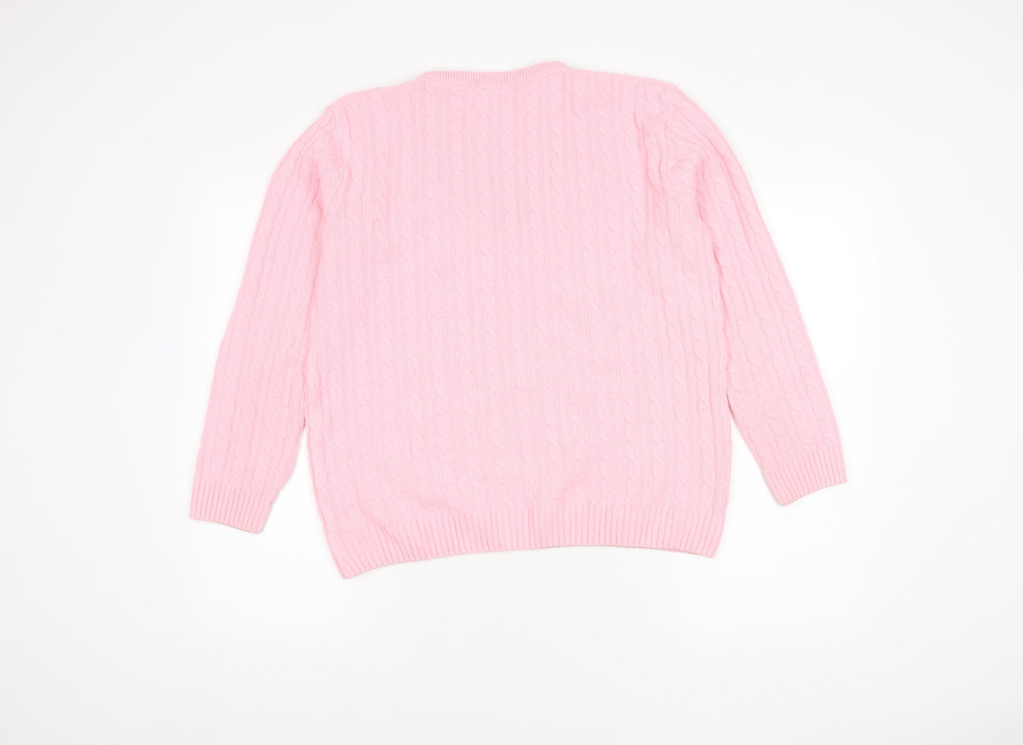 Beaumonde Women's Pink Cable Knit Pullover Jumper L/XL