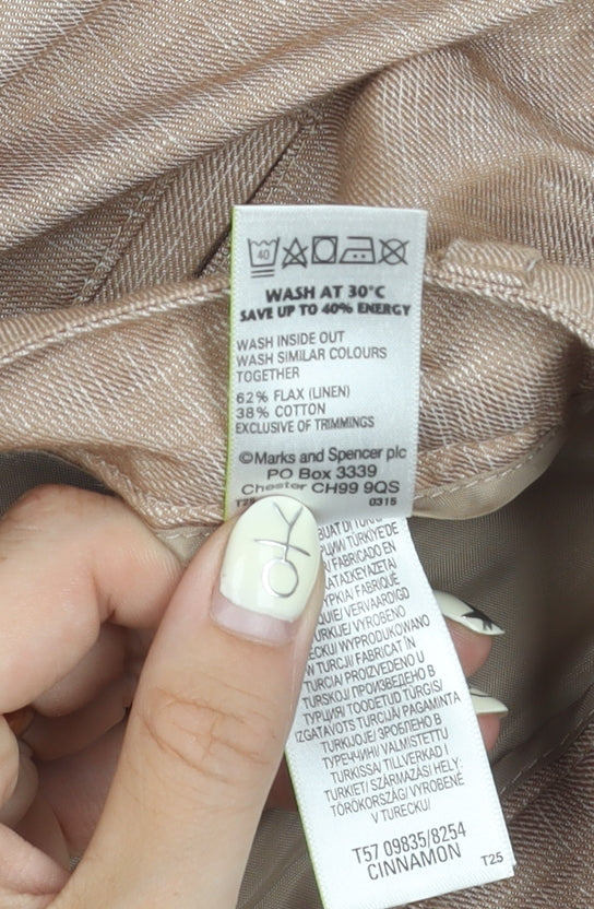 Marks and Spencer Women's Brown Linen Trousers