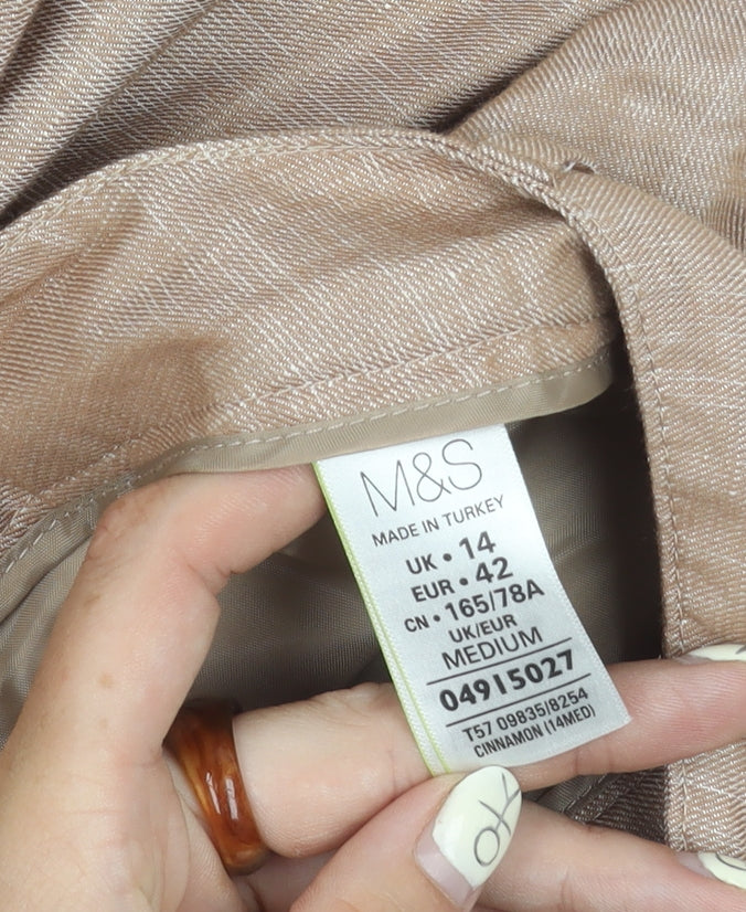 Marks and Spencer Women's Brown Linen Trousers