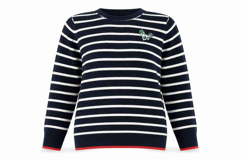 Marks & Spencer Women's Blue Striped Pullover Jumper L