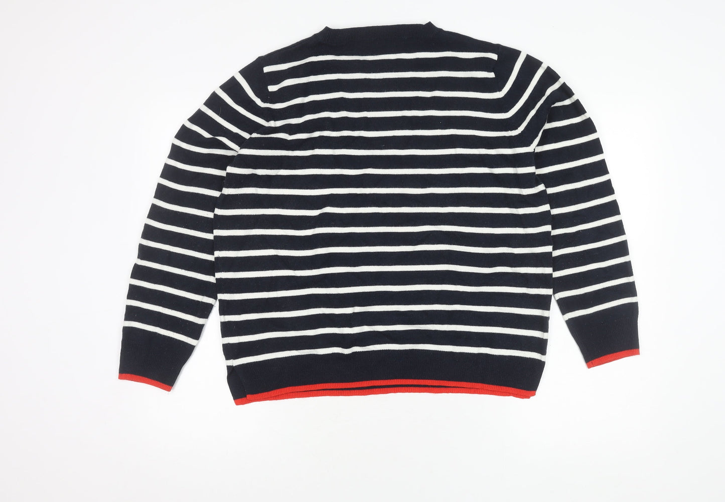 Marks and Spencer Women's Blue Striped Pullover Jumper L