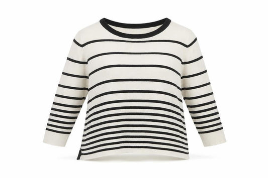 Warehouse Women’s Black Striped Pullover Crew Neck Jumper