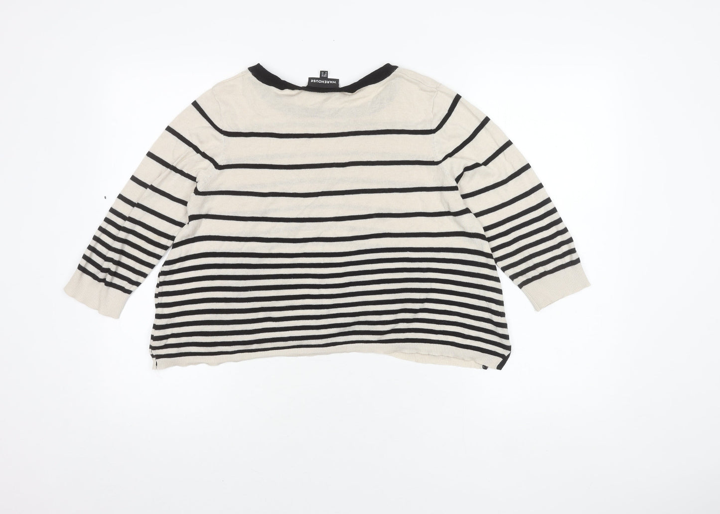 Warehouse Women’s Black Striped Pullover Crew Neck Jumper