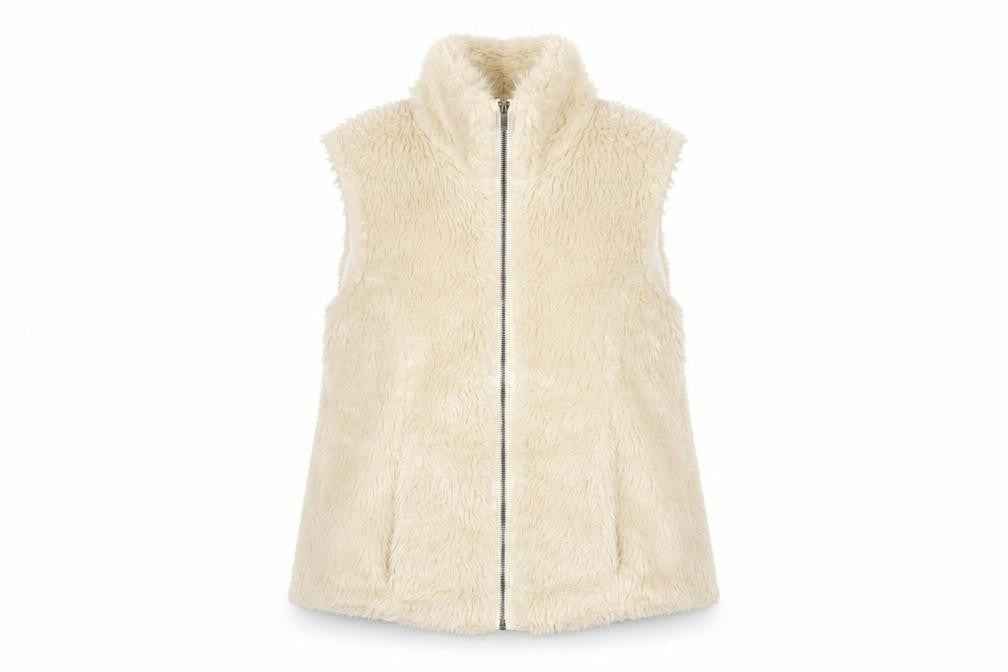 Quiz Women's Ivory Faux Fur Waistcoat - UK Size 10