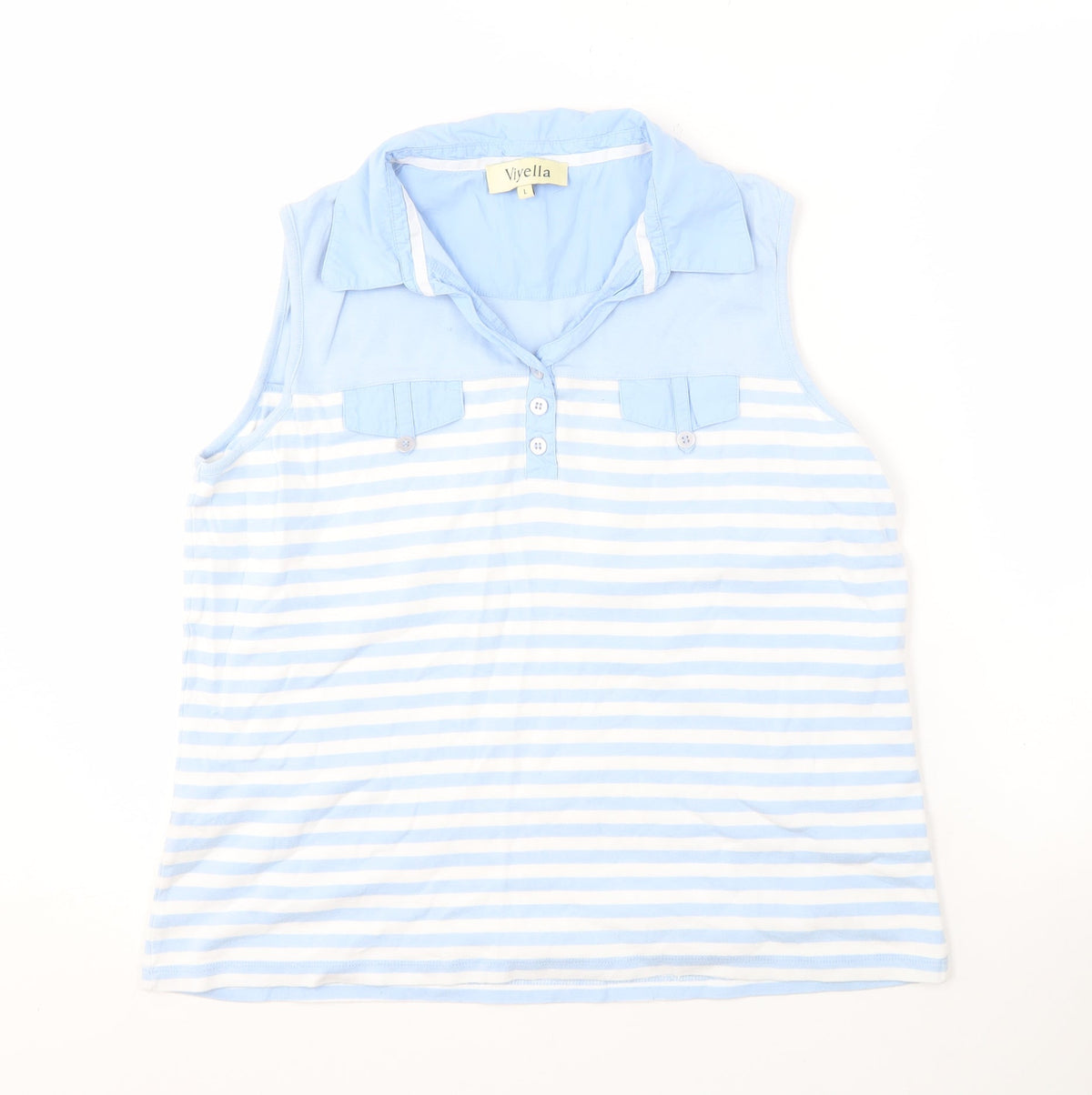 Viyella Women's Blue Sleeveless Polo Shirt, Size L