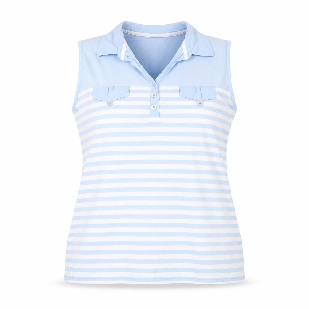 Viyella Women's Blue Sleeveless Polo Shirt, Size L