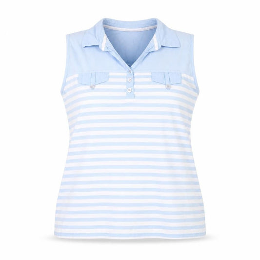Viyella Women's Blue Sleeveless Polo Shirt, Size L