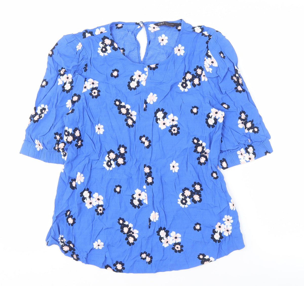 Marks & Spencer Blue Floral Blouse, Size 12, Women's