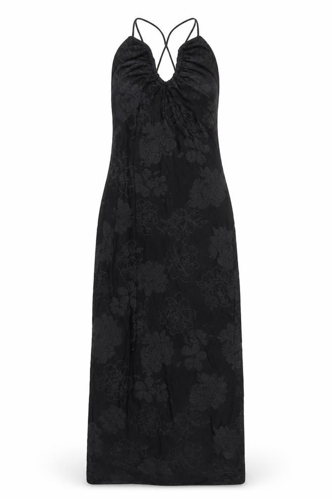 Zara Women's Black Long Floral Halter Dress, Size S