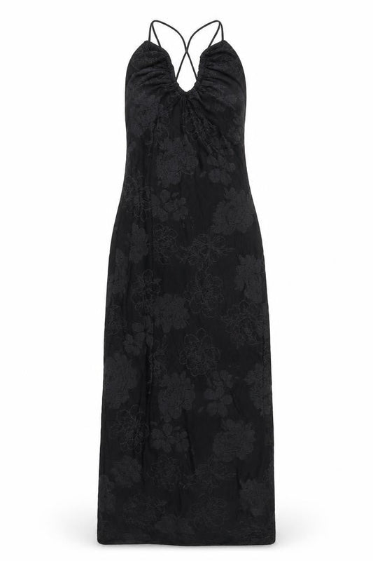 Zara Women's Black Long Floral Halter Dress, Size S