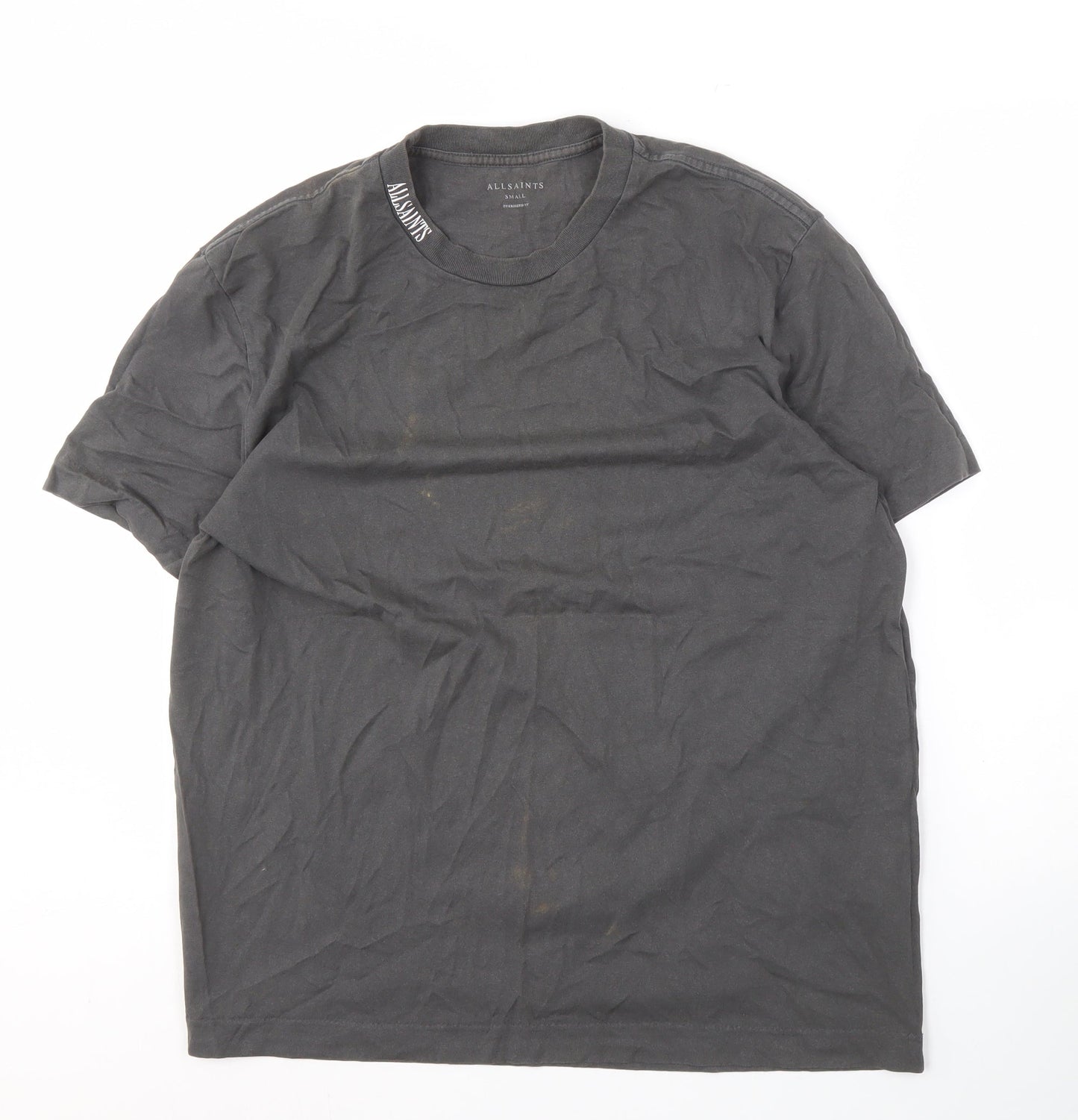 AllSaints Men's Black Oversized Fit T-Shirt, S, Cotton