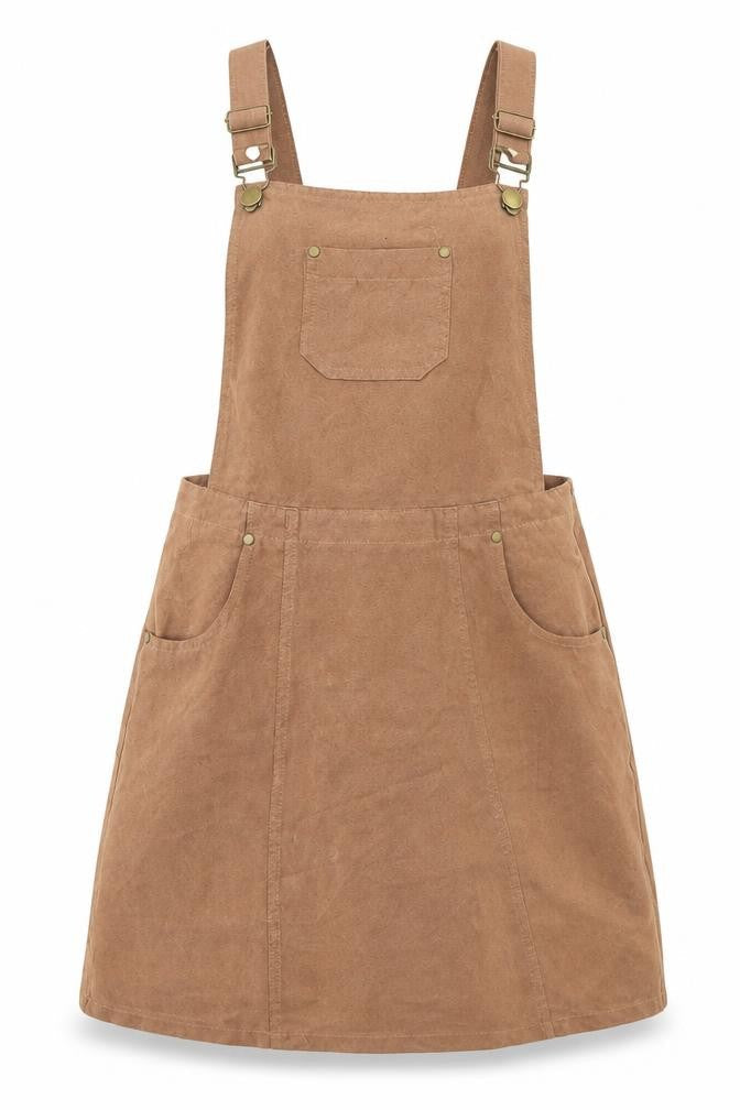 Boohoo Women's Brown Pinafore Skirt, Size 8, Polyester