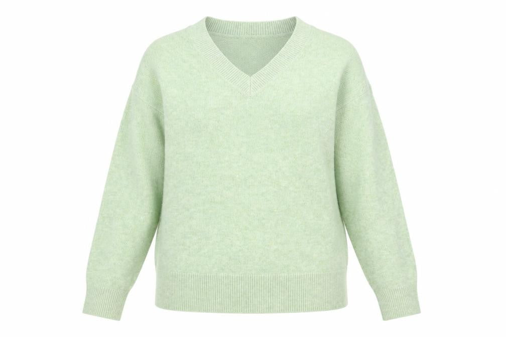 Marks & Spencer Women's Green V-Neck Jumper - Size S