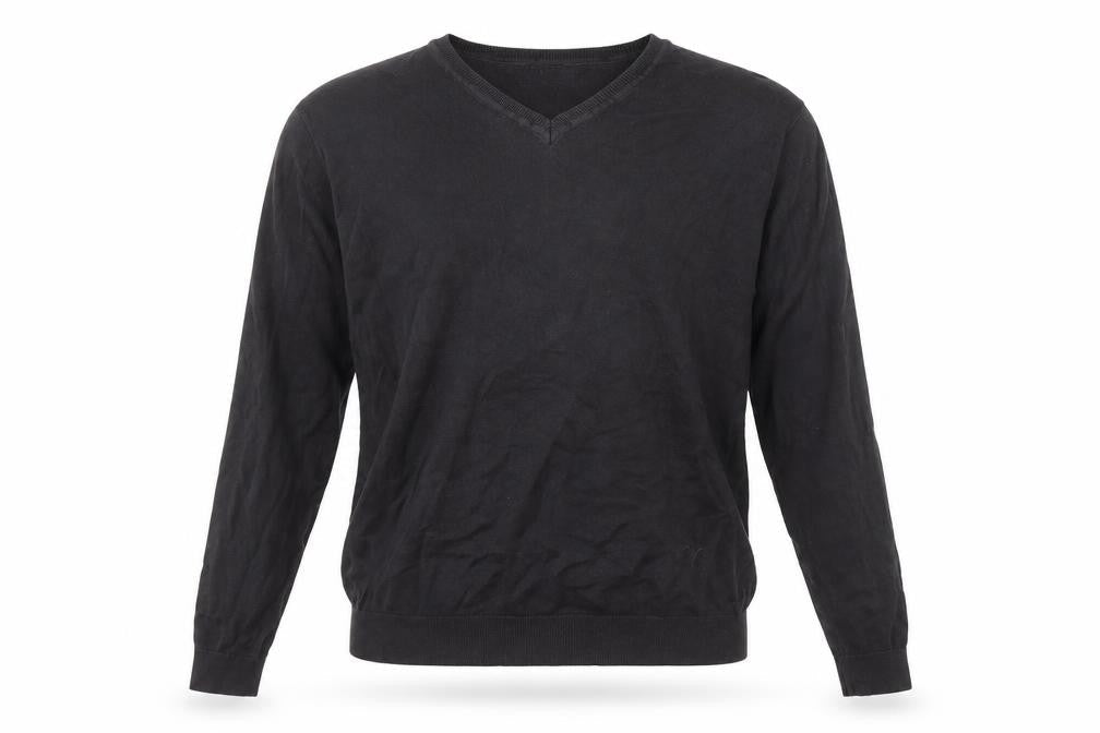 Next Men's Black Cotton V-Neck Pullover Jumper - L