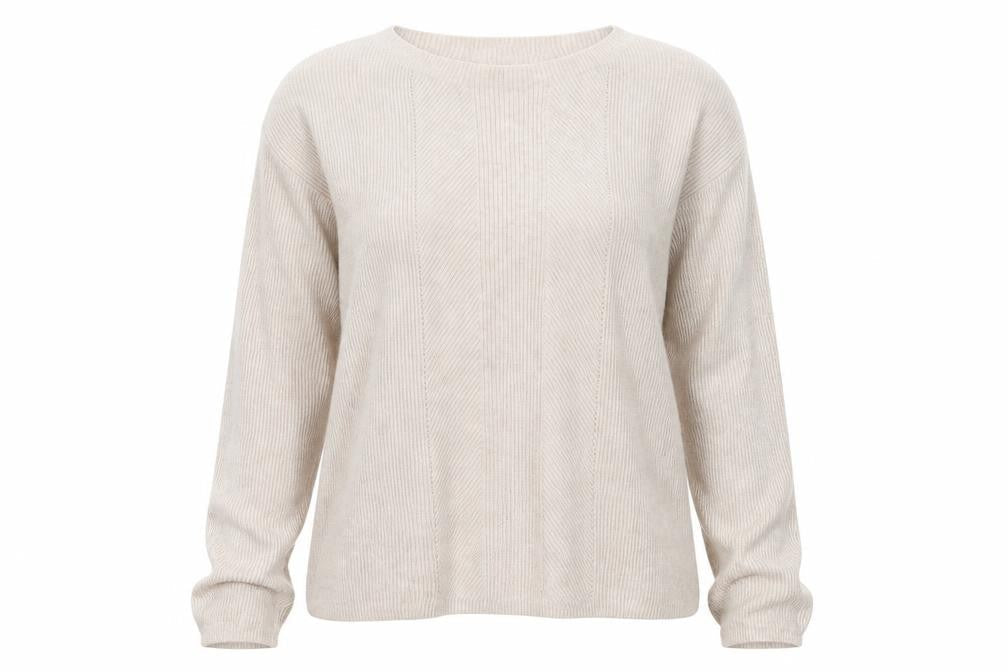 Mango Women's Beige Boat Neck Wool Blend Jumper