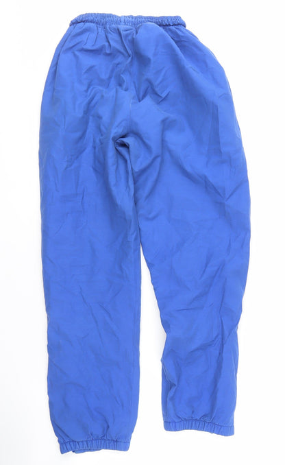 Back view of Asics Men's Blue Track Pants, size S, Gym & Training