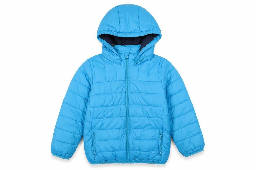 Crew Clothing Blue Nylon Puffer Jacket Size 7-8 Years with Hood
