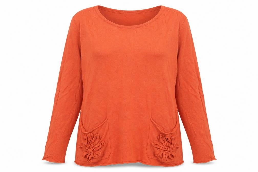 The Masai Women's Orange Scoop Neck Pullover S