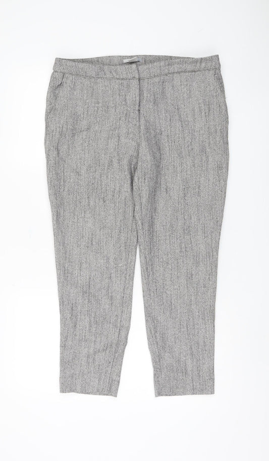 H&M Women's Grey Herringbone Trousers Size 12