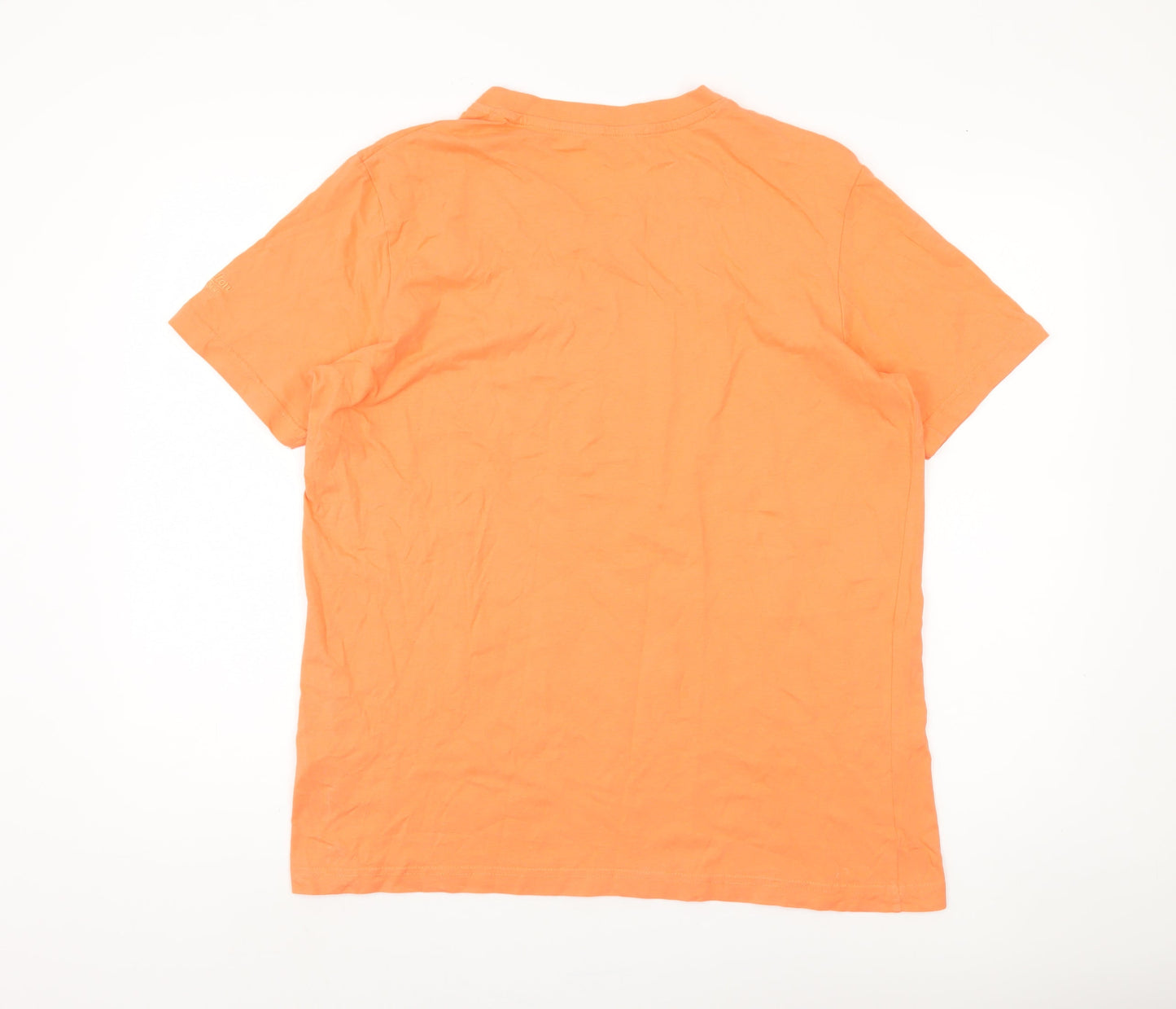 Cotton Traders Men's Orange V-Neck T-Shirt, M, Short Sleeve