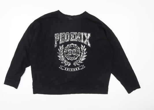 New Look Women's Black Graphic Sweatshirt Size M