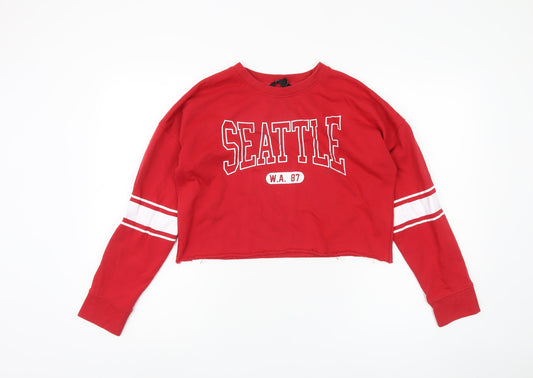 New Look Women's Red Logo Sweatshirt Size 12