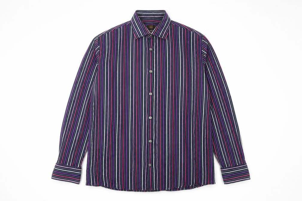 Next Men's Multicoloured Striped Cotton Shirt 2XL