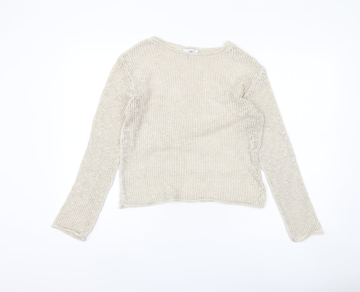 Marks and Spencer Women's Beige Knit Pullover Jumper - S