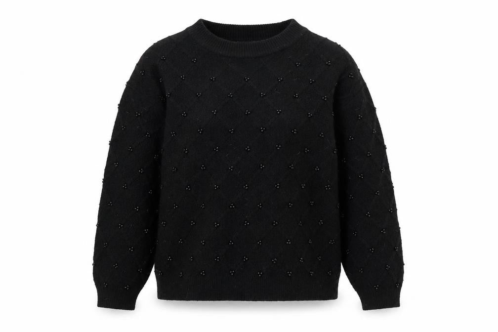 Marks & Spencer Women's Black Beaded Argyle Jumper, Size S