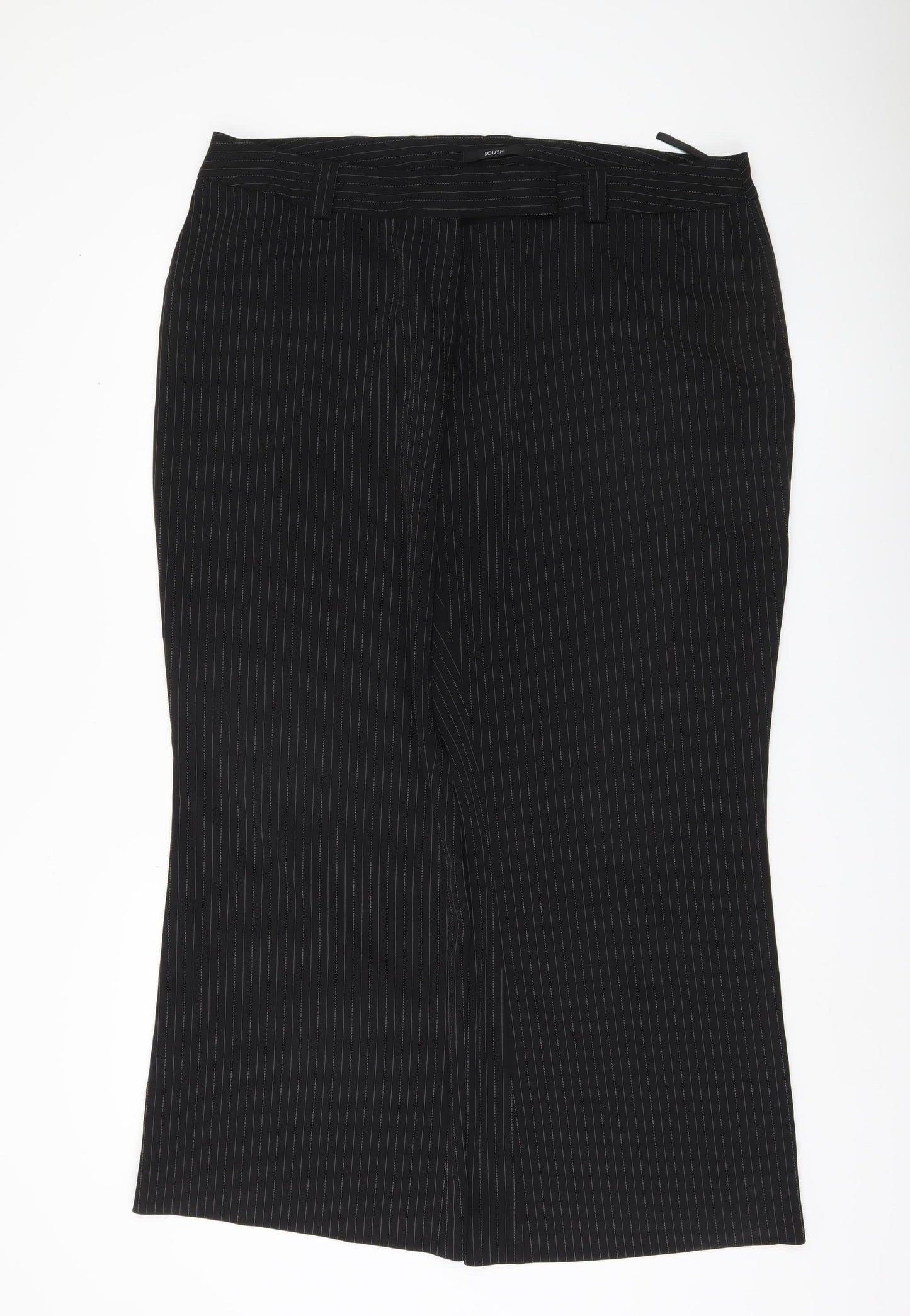 South Women's Black Striped Trousers Size 20