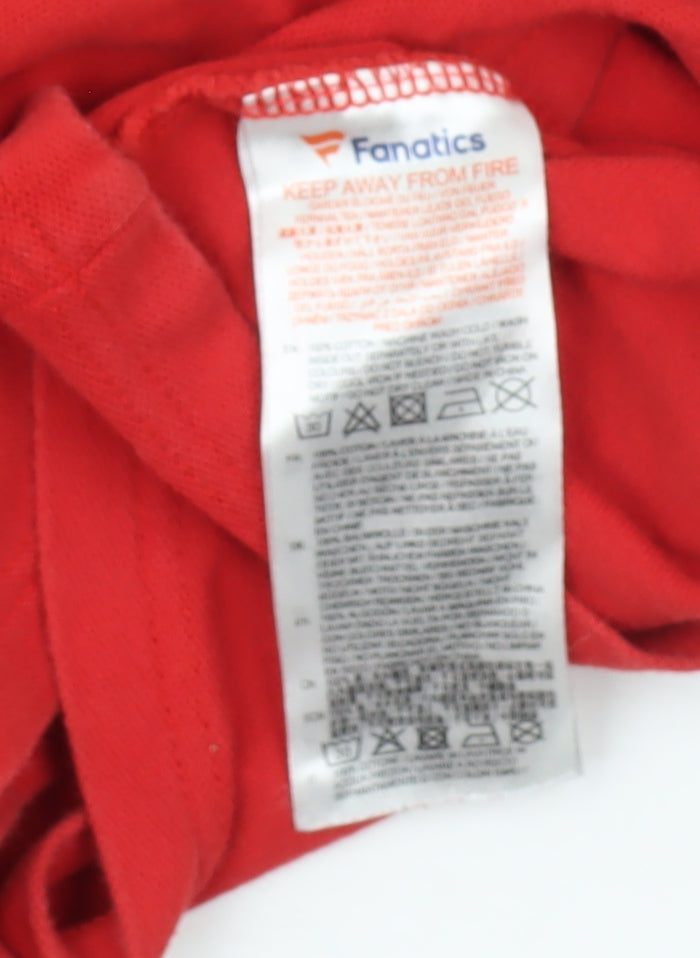 Fanatics Men's Red Sports T-Shirt, Size L, Crew Neck