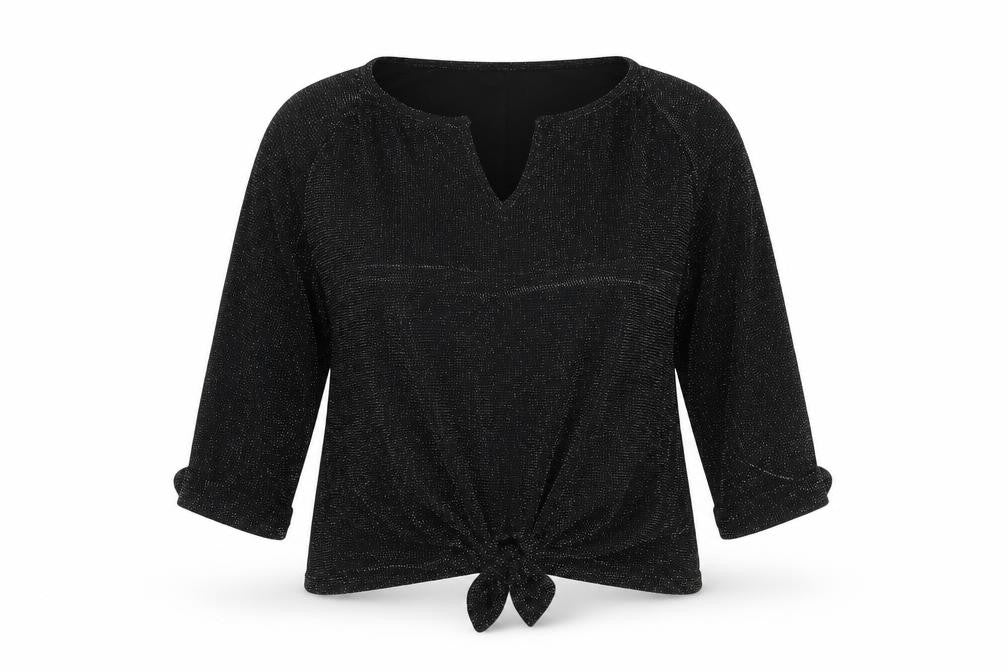 Wallis Women's Black Top, Size S, 3/4 Sleeve