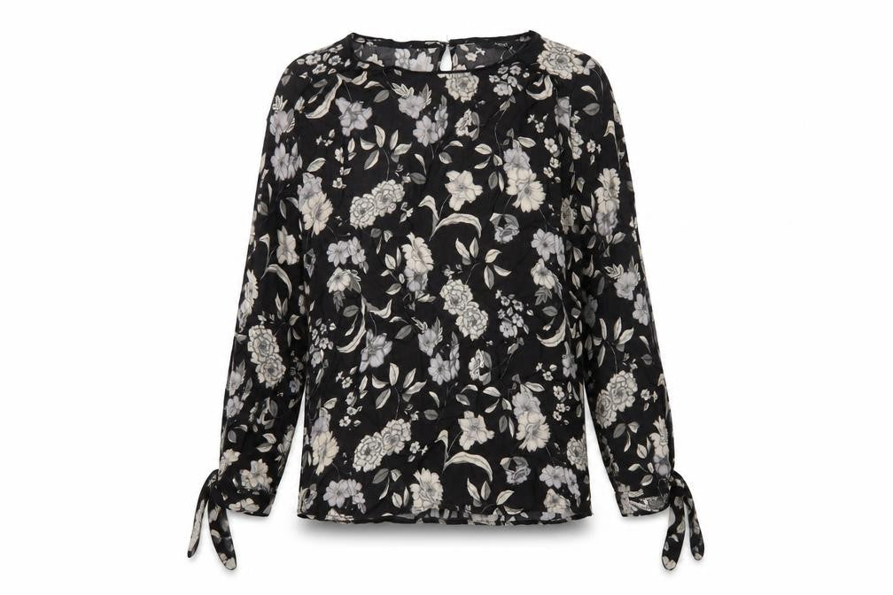 Next Women's Black Floral Long Sleeve Blouse Size 8