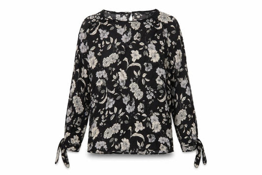 Next Women's Black Floral Long Sleeve Blouse Size 8