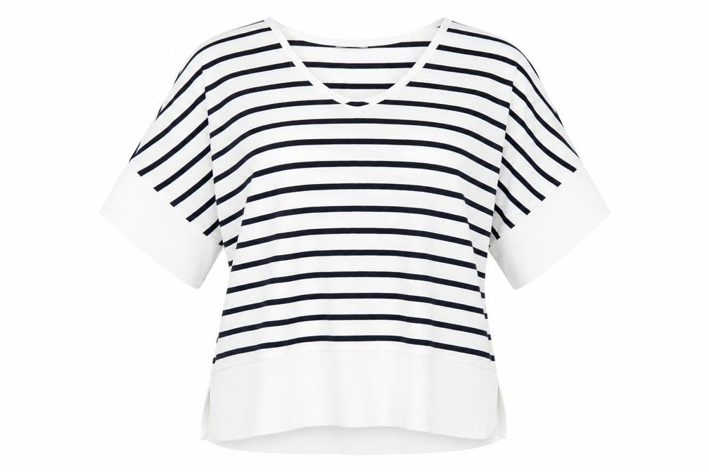 Zara Women's Striped V-Neck T-Shirt, Size 8