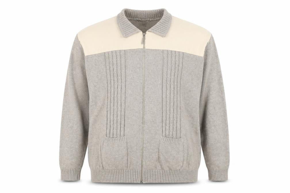 Tootal Men’s Beige Knit Jacket 2XL Full Zip Casual