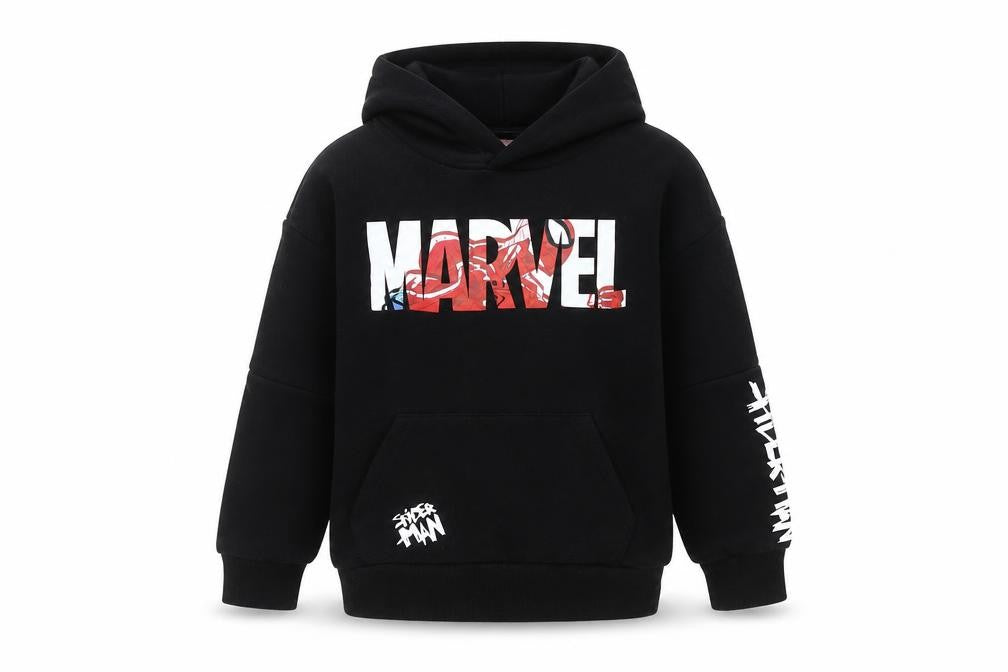 Primark Marvel Boys Black Spiderman Hoodie, 7-8 Years, Pullover Style
