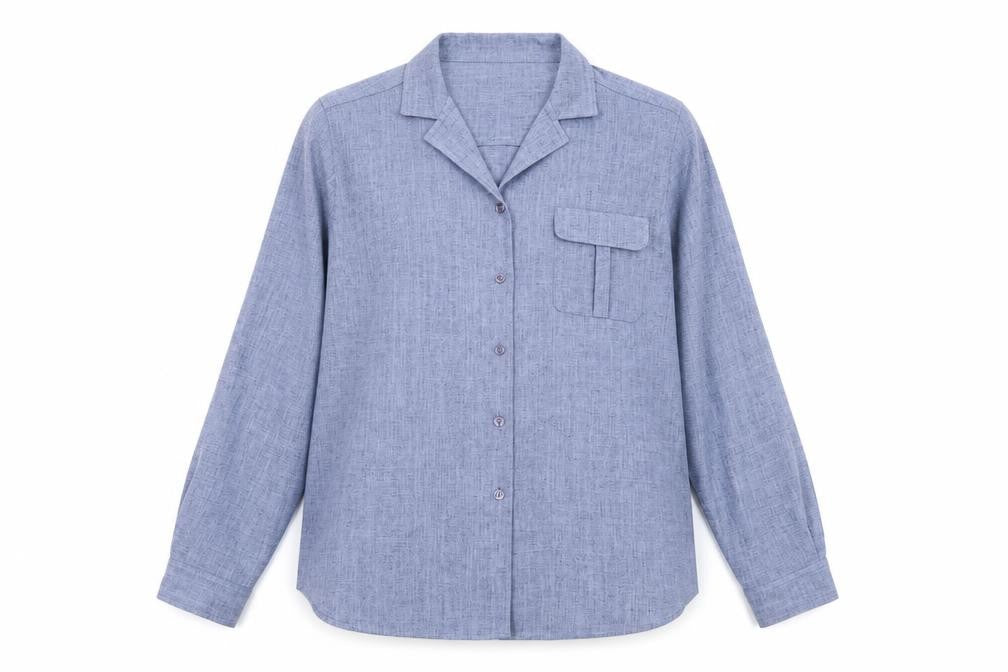 Jumper Women's Blue Button-Up Shirt, Size 14, Long Sleeve