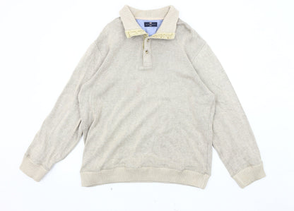 Marks & Spencer Men's Beige Henley Jumper L