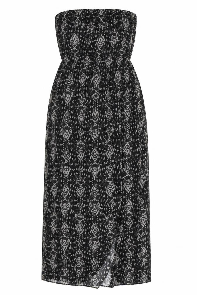 Stradivarius Women's Black Geometric Strapless Dress M