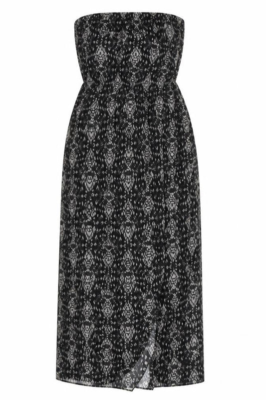 Stradivarius Women's Black Geometric Strapless Dress M