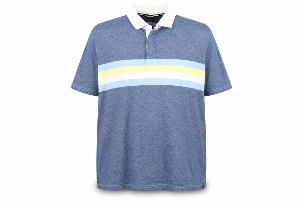 Maine New England Men's 2XL Blue Striped Polo Shirt