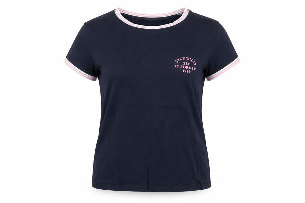 Jack Wills Women Blue Ringer T-Shirt Size 14
