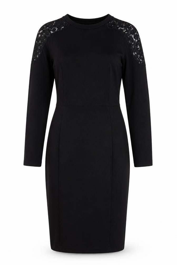 Whistles Women's Black Dress Size 10 with Lace Accents